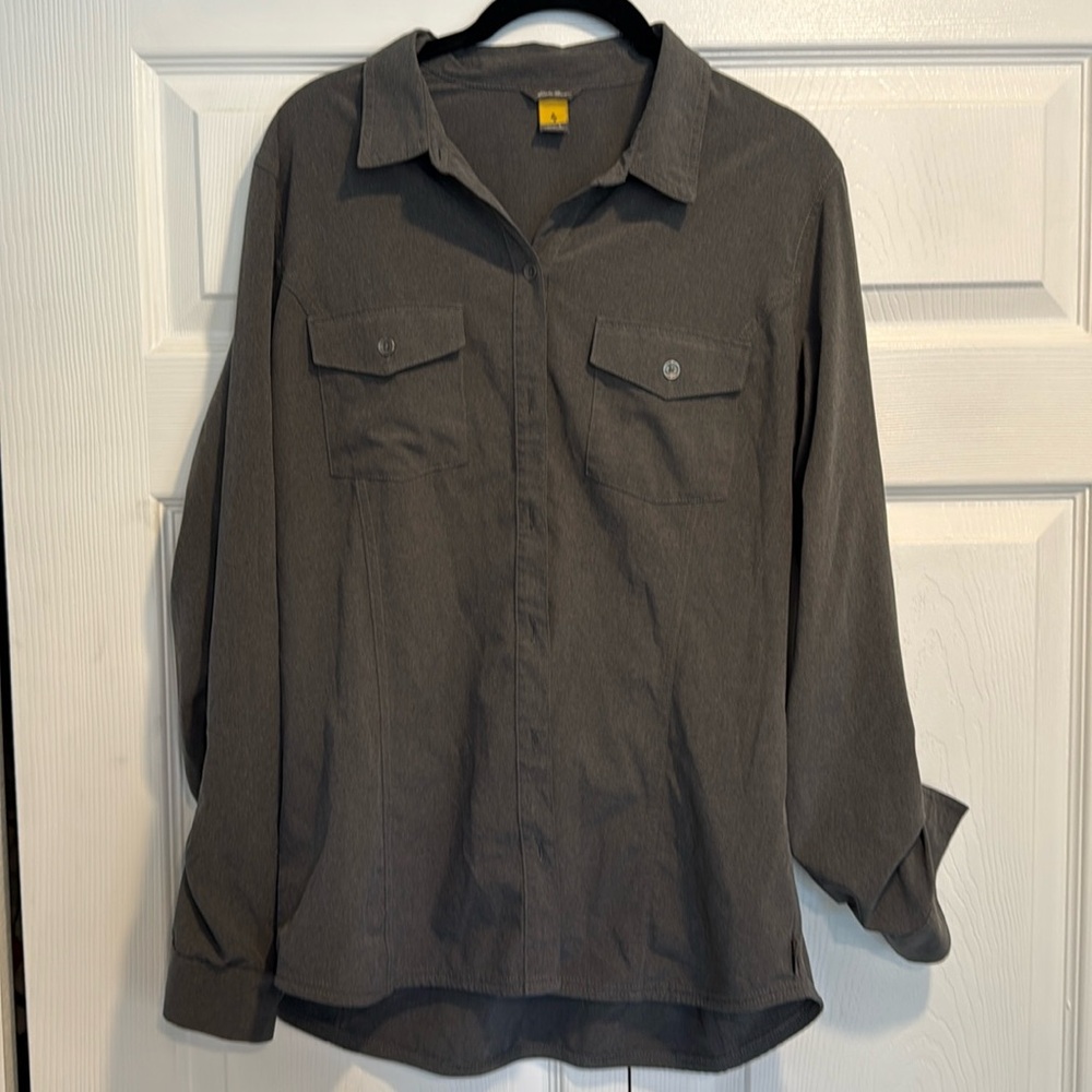 Eddie Bauer grey camp shirt lightweight L